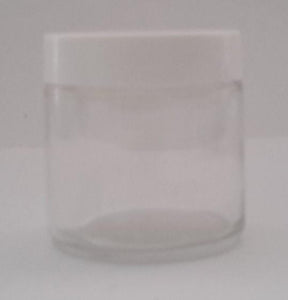 Glass Cosmetic Jar Round Ointment 100mls  White Lid