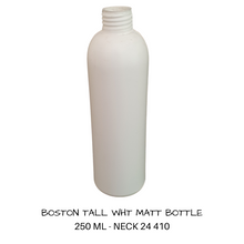 Plastic Boston Tall Bottle White 250 mls