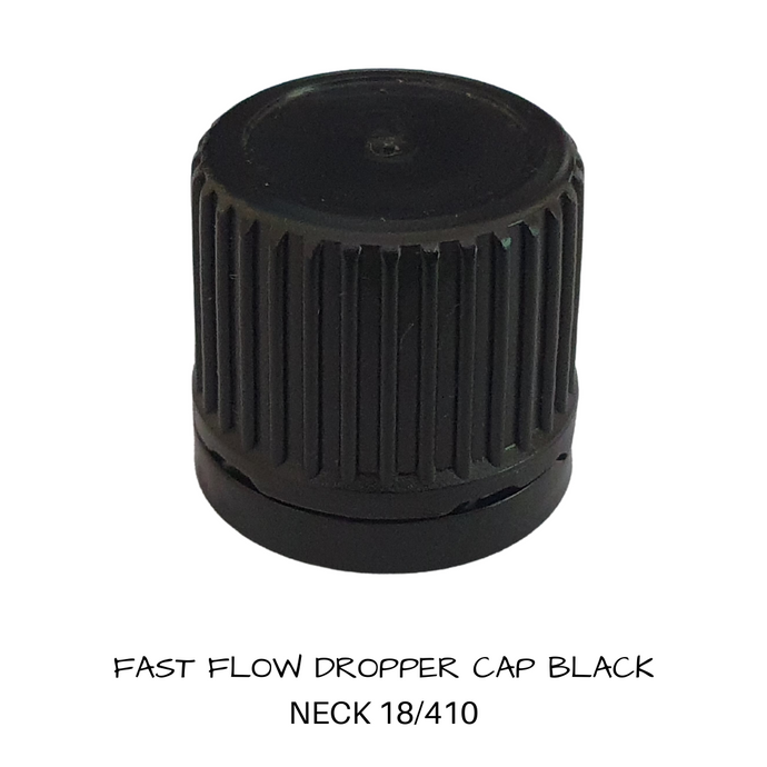 Closure   -  18/410  Essential Oil Dropper Bottle   Black Fast Flow