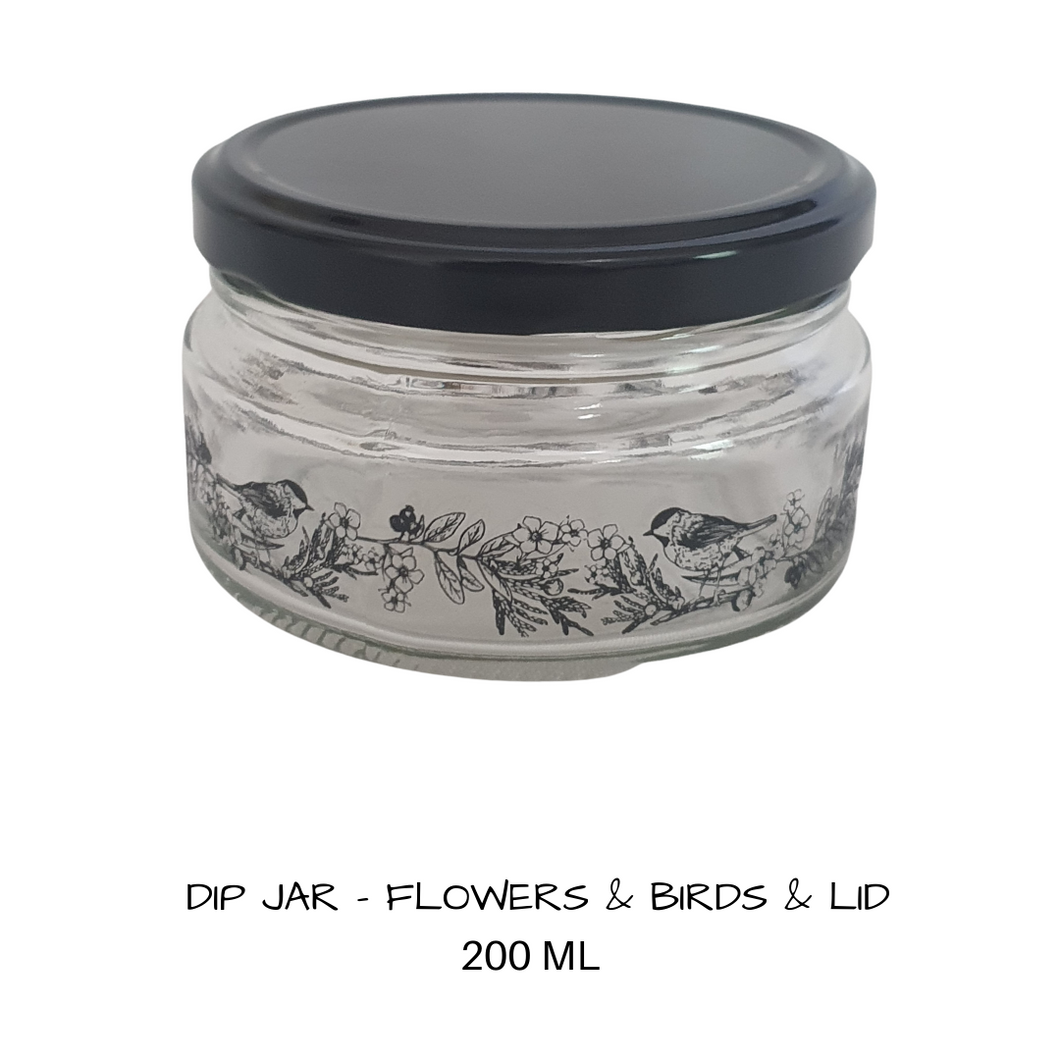 Glass Flower and Birds Jar 200 mls