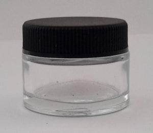 Glass Cosmetic Round Jar Ointment 50 mls  Black Lid