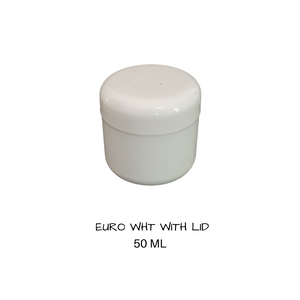 Plastic Cosmetic Jar Euro White and Lid 50 mls