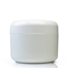 Plastic Cosmetic Jar Euro White and Lid 50 mls