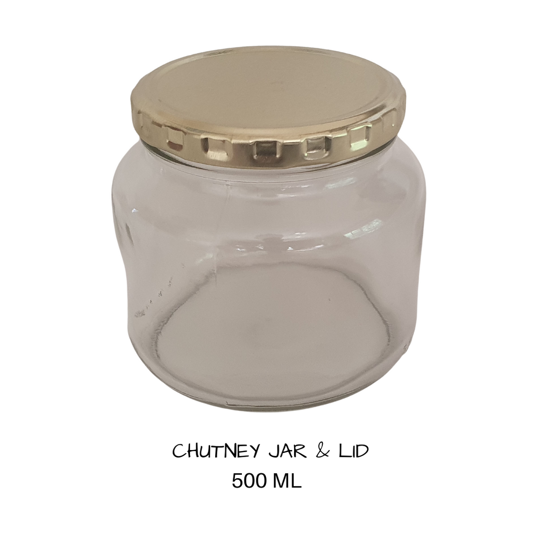 Glass Chutney Jar 500 mls 82RTO Gold  Lid