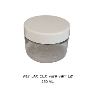 Plastic Cosmetic Jars Clear With White Lid 250 mls