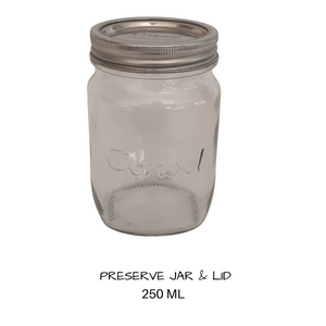 Glass Preserve Jar Ring & Dome 250 mls