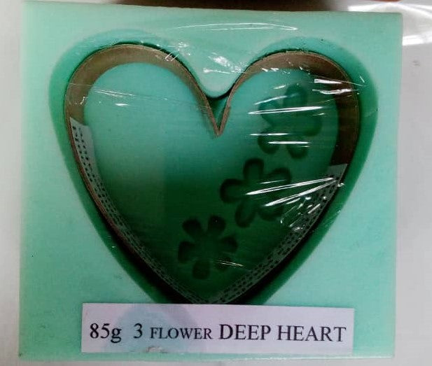 Soap Mould Silicone - 3 Flower deep Heart 83 grm
