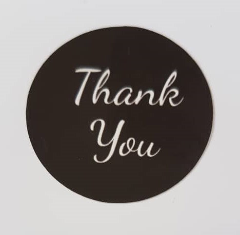 Gift Stickers- Black Thank  You 35 per sheet