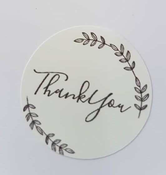 Gift Stickers- White Thank  You 35 per sheet