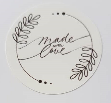 Gift Stickers- White made with love 35 per sheet